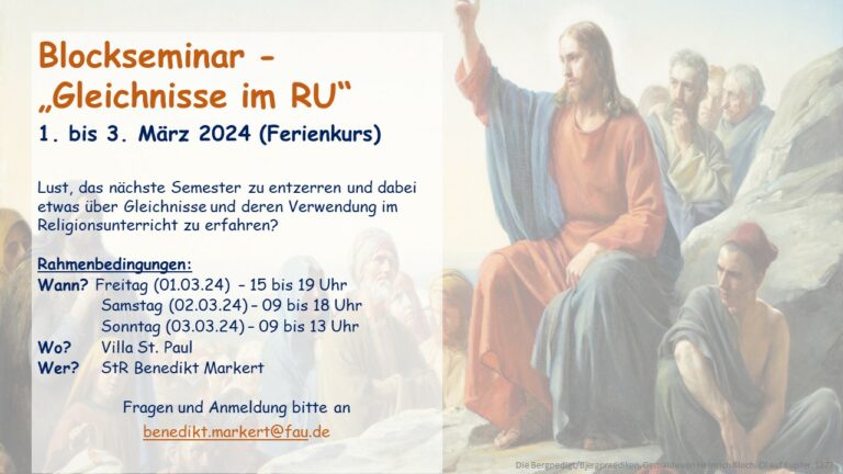 Blockseminar „Gleichnisse im Religionsunterricht“