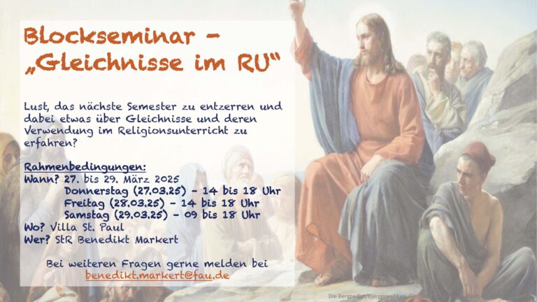 Blockseminar „Gleichnisse im Religionsunterricht“